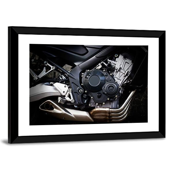 Motorcycle Engine Close Up Canvas Wall Art-3 Horizontal-Gallery Wrap-25" x 16"-Tiaracle