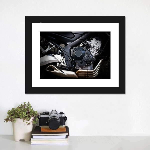 Motorcycle Engine Close Up Canvas Wall Art-3 Horizontal-Gallery Wrap-25" x 16"-Tiaracle