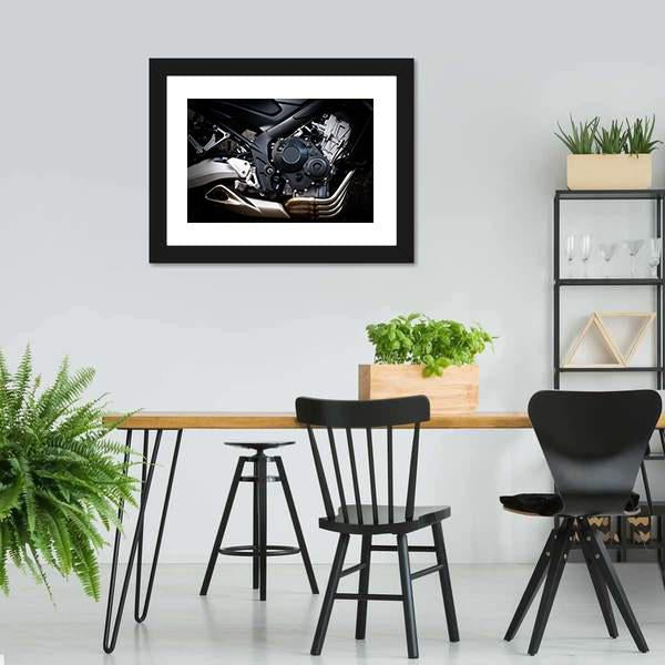 Motorcycle Engine Close Up Canvas Wall Art-3 Horizontal-Gallery Wrap-25" x 16"-Tiaracle