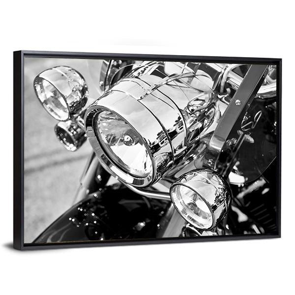 Motorcycle Lights Close Up Canvas Wall Art-3 Horizontal-Gallery Wrap-25" x 16"-Tiaracle
