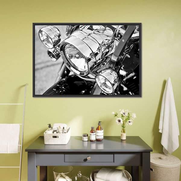 Motorcycle Lights Close Up Canvas Wall Art-3 Horizontal-Gallery Wrap-25" x 16"-Tiaracle