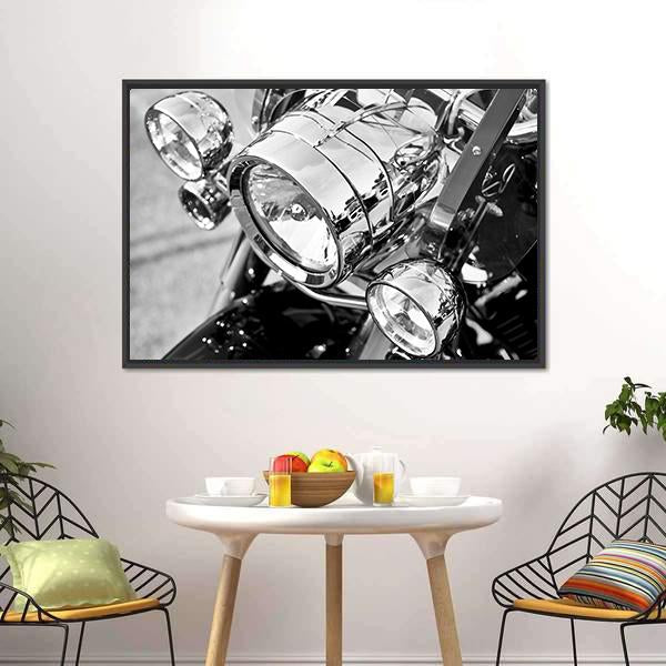 Motorcycle Lights Close Up Canvas Wall Art-3 Horizontal-Gallery Wrap-25" x 16"-Tiaracle