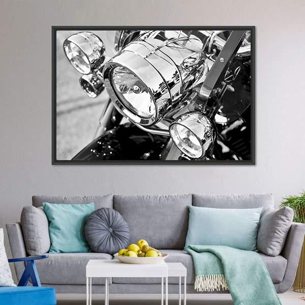Motorcycle Lights Close Up Canvas Wall Art-3 Horizontal-Gallery Wrap-25" x 16"-Tiaracle