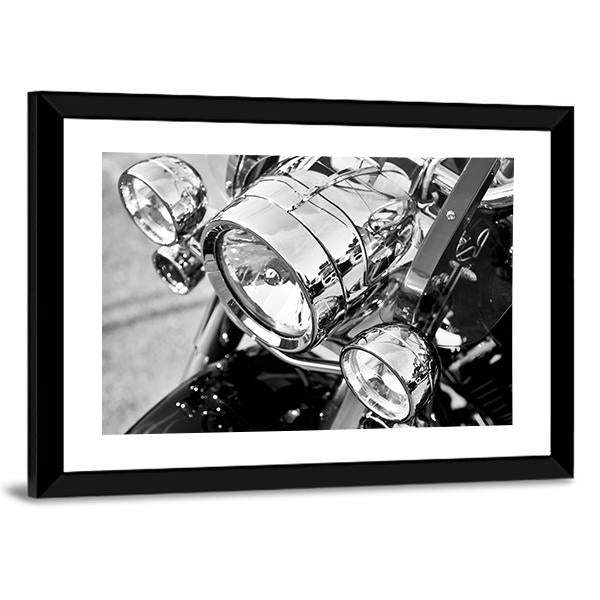 Motorcycle Lights Close Up Canvas Wall Art-3 Horizontal-Gallery Wrap-25" x 16"-Tiaracle