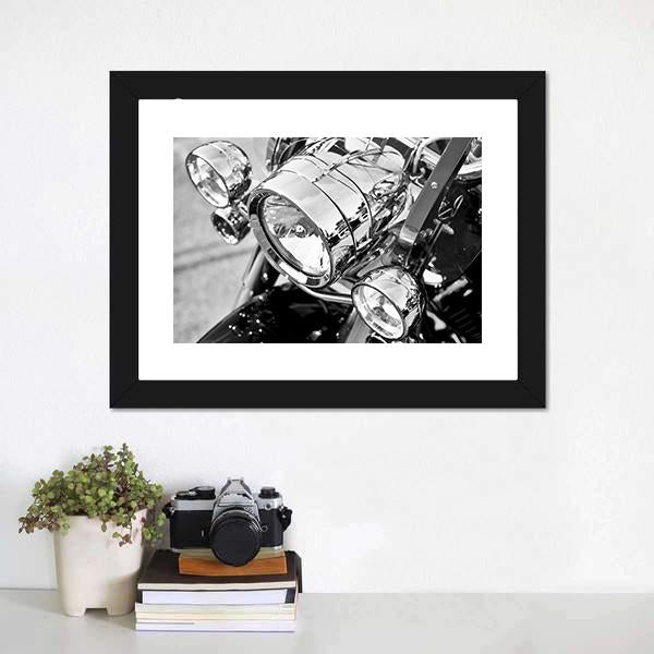Motorcycle Lights Close Up Canvas Wall Art-3 Horizontal-Gallery Wrap-25" x 16"-Tiaracle