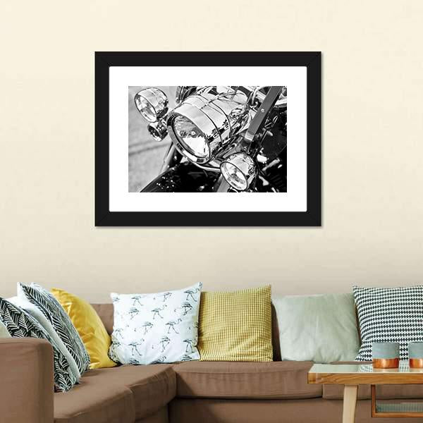 Motorcycle Lights Close Up Canvas Wall Art-3 Horizontal-Gallery Wrap-25" x 16"-Tiaracle
