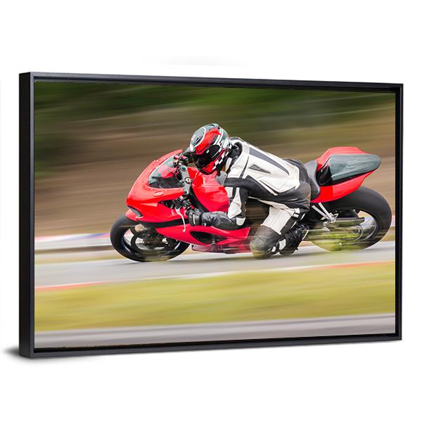 Motorcycle Race On Track Canvas Wall Art-3 Horizontal-Gallery Wrap-25" x 16"-Tiaracle