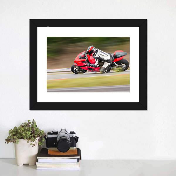 Motorcycle Race On Track Canvas Wall Art-3 Horizontal-Gallery Wrap-25&quot; x 16&quot;-Tiaracle