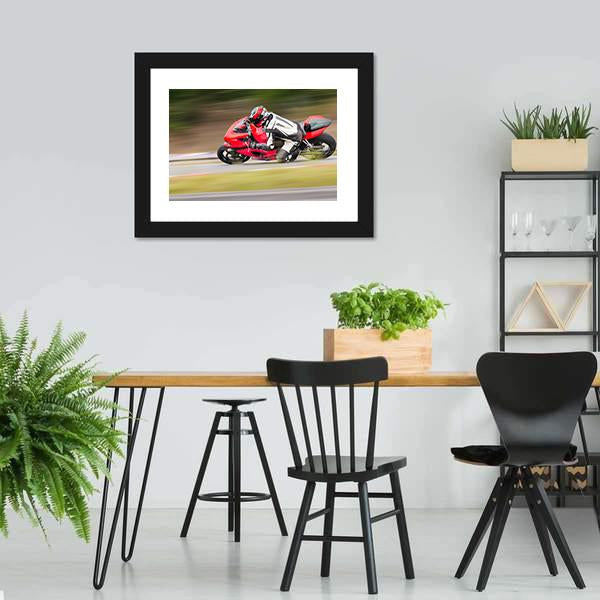 Motorcycle Race On Track Canvas Wall Art-3 Horizontal-Gallery Wrap-25&quot; x 16&quot;-Tiaracle