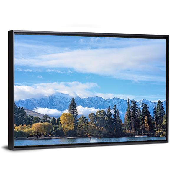 Mounatins With Lake Wakatipu Canvas Wall Art-3 Horizontal-Gallery Wrap-25" x 16"-Tiaracle