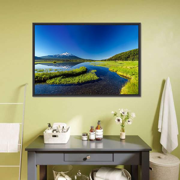 Mount Bachelor From Lake Canvas Wall Art-3 Horizontal-Gallery Wrap-25" x 16"-Tiaracle