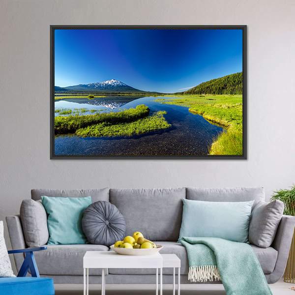 Mount Bachelor From Lake Canvas Wall Art-3 Horizontal-Gallery Wrap-25" x 16"-Tiaracle