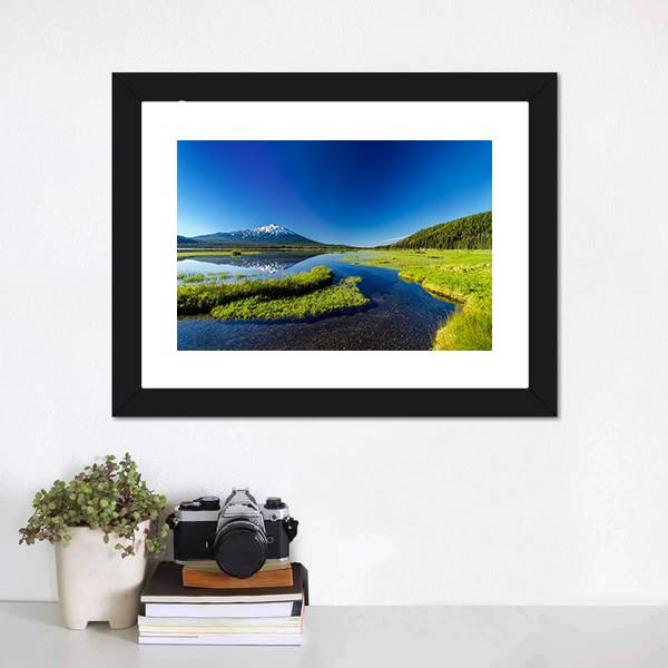 Mount Bachelor From Lake Canvas Wall Art-3 Horizontal-Gallery Wrap-25" x 16"-Tiaracle
