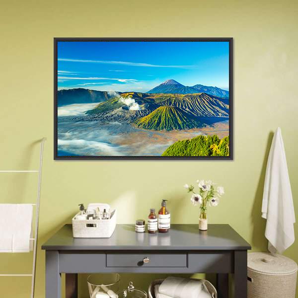 Mount Bromo At Morning Canvas Wall Art-5 Horizontal-Gallery Wrap-22" x 12"-Tiaracle