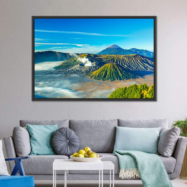 Mount Bromo At Morning Canvas Wall Art-5 Horizontal-Gallery Wrap-22" x 12"-Tiaracle