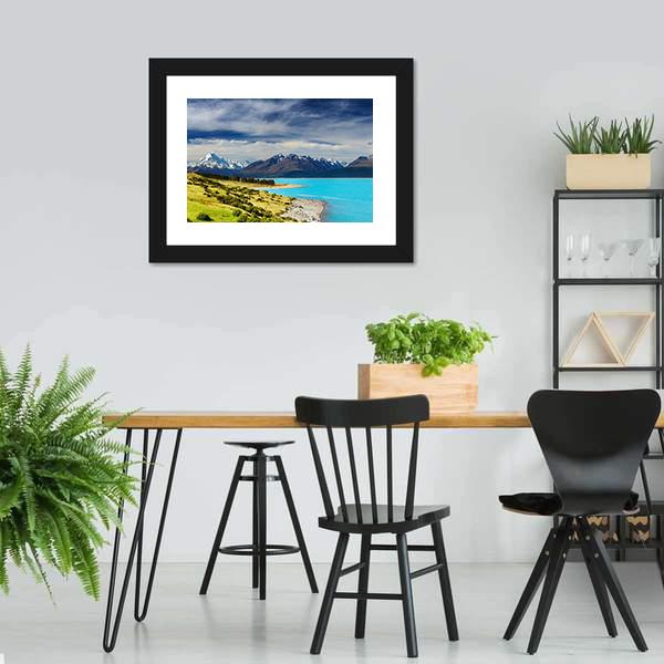 Mount Cook And Pukaki Lake Canvas Wall Art-3 Horizontal-Gallery Wrap-25" x 16"-Tiaracle