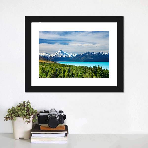 Mount Cook &amp; Pukaki Lake Canvas Wall Art-3 Horizontal-Gallery Wrap-25" x 16"-Tiaracle