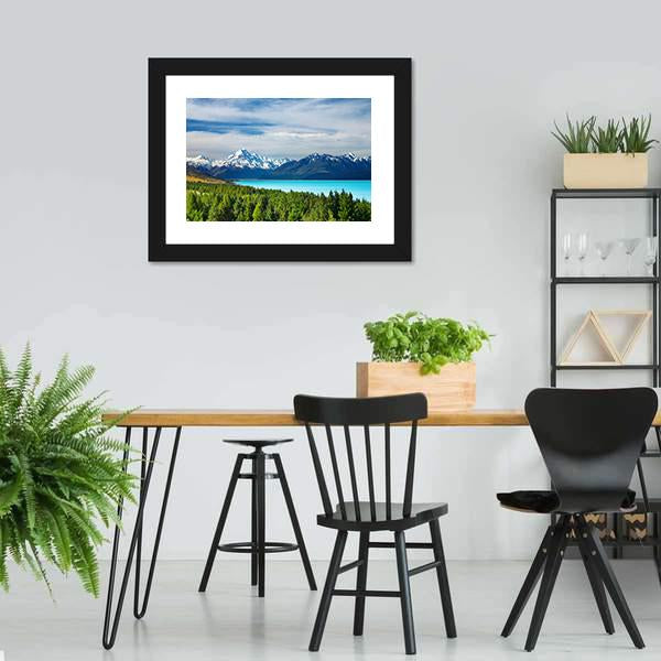 Mount Cook & Pukaki Lake Canvas Wall Art-3 Horizontal-Gallery Wrap-25" x 16"-Tiaracle
