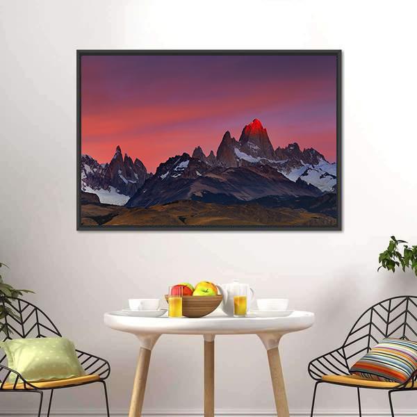Mount Fitz Roy Canvas Wall Art-3 Horizontal-Gallery Wrap-25" x 16"-Tiaracle