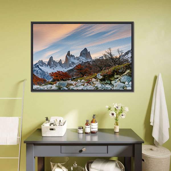 Mount Fitzroy During Sunset Canvas Wall Art-3 Horizontal-Gallery Wrap-25" x 16"-Tiaracle