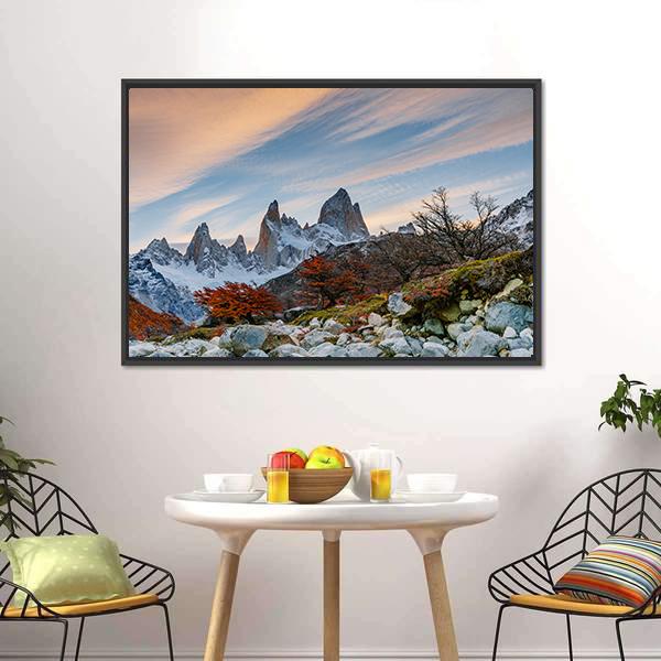 Mount Fitzroy During Sunset Canvas Wall Art-3 Horizontal-Gallery Wrap-25" x 16"-Tiaracle