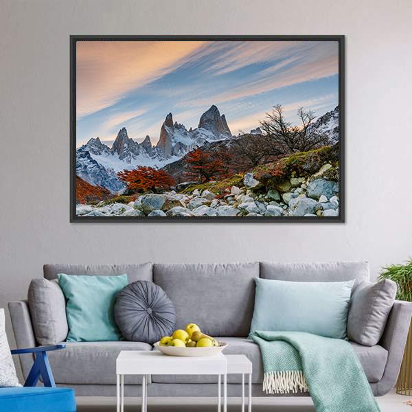 Mount Fitzroy During Sunset Canvas Wall Art-3 Horizontal-Gallery Wrap-25" x 16"-Tiaracle
