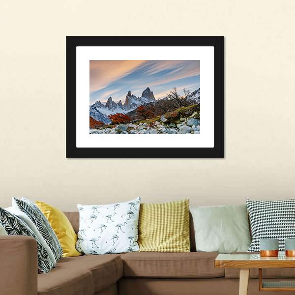 Mount Fitzroy During Sunset Canvas Wall Art-3 Horizontal-Gallery Wrap-25" x 16"-Tiaracle