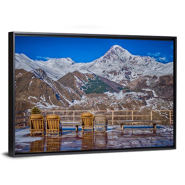 Mount Kazbek In Georgia Canvas Wall Art-3 Horizontal-Gallery Wrap-25" x 16"-Tiaracle