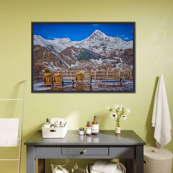 Mount Kazbek In Georgia Canvas Wall Art-3 Horizontal-Gallery Wrap-25" x 16"-Tiaracle