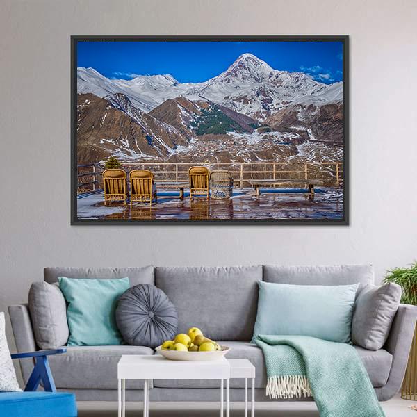 Mount Kazbek In Georgia Canvas Wall Art-3 Horizontal-Gallery Wrap-25" x 16"-Tiaracle