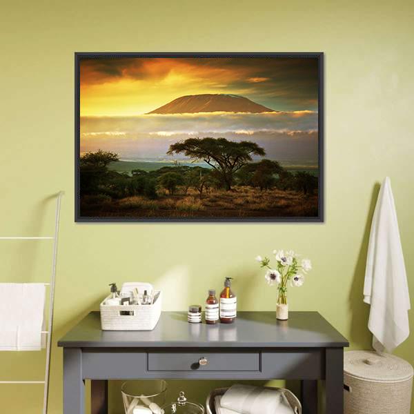 Mount Kilimanjaro At Sunset Canvas Wall Art-3 Horizontal-Gallery Wrap-25" x 16"-Tiaracle