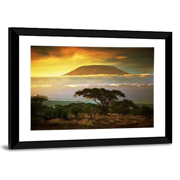 Mount Kilimanjaro At Sunset Canvas Wall Art-3 Horizontal-Gallery Wrap-25" x 16"-Tiaracle