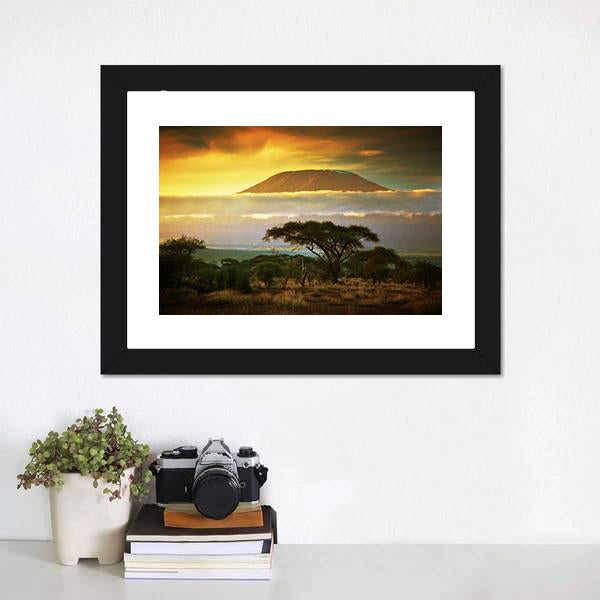 Mount Kilimanjaro At Sunset Canvas Wall Art-3 Horizontal-Gallery Wrap-25" x 16"-Tiaracle