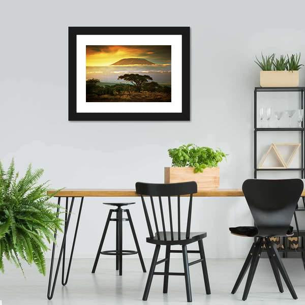 Mount Kilimanjaro At Sunset Canvas Wall Art-3 Horizontal-Gallery Wrap-25" x 16"-Tiaracle