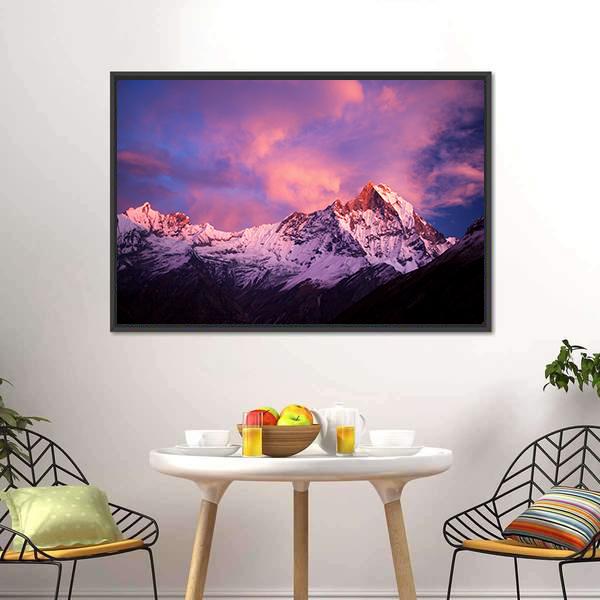 Mount Machhapuchhre At Sunset Canvas Wall Art-3 Horizontal-Gallery Wrap-25" x 16"-Tiaracle