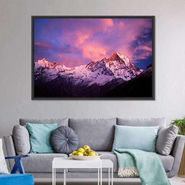 Mount Machhapuchhre At Sunset Canvas Wall Art-3 Horizontal-Gallery Wrap-25" x 16"-Tiaracle