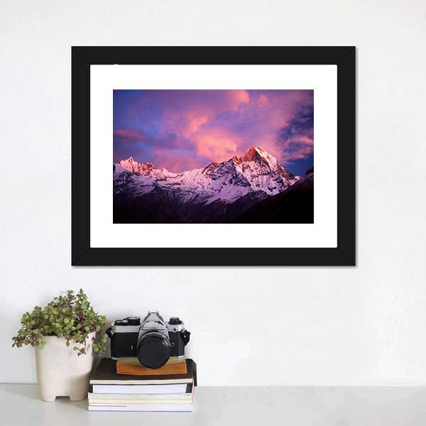 Mount Machhapuchhre At Sunset Canvas Wall Art-3 Horizontal-Gallery Wrap-25" x 16"-Tiaracle