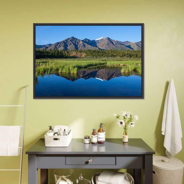Mount Mckinley Reflection In Lake Canvas Wall Art-3 Horizontal-Gallery Wrap-25" x 16"-Tiaracle