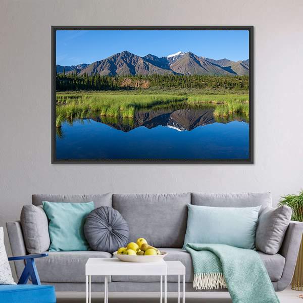 Mount Mckinley Reflection In Lake Canvas Wall Art-3 Horizontal-Gallery Wrap-25" x 16"-Tiaracle