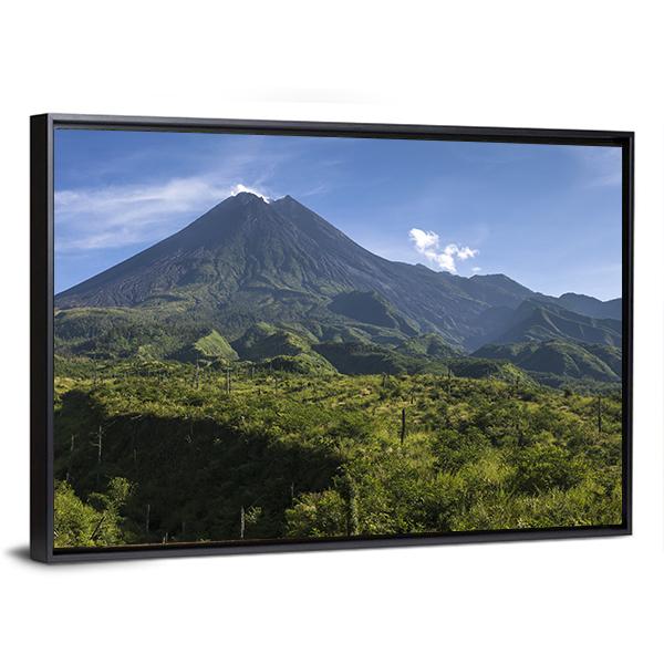 Mount Merapi In Indonesia Canvas Wall Art-3 Horizontal-Gallery Wrap-25" x 16"-Tiaracle