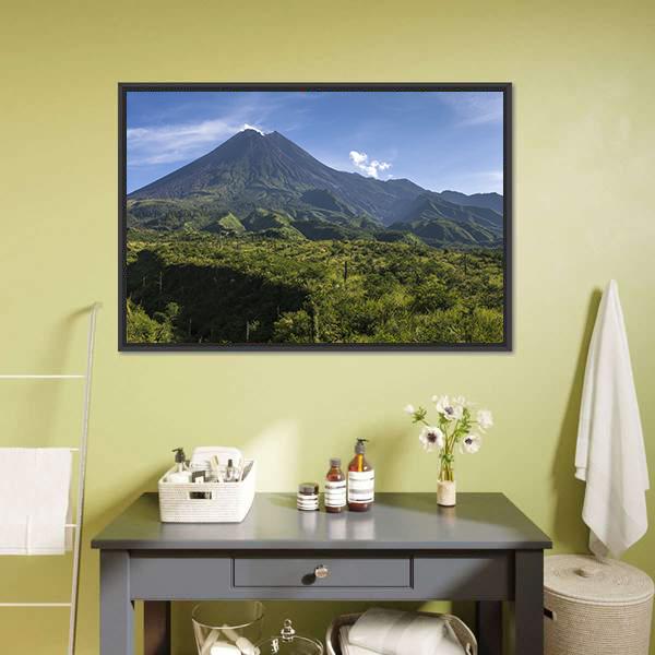 Mount Merapi In Indonesia Canvas Wall Art-3 Horizontal-Gallery Wrap-25" x 16"-Tiaracle