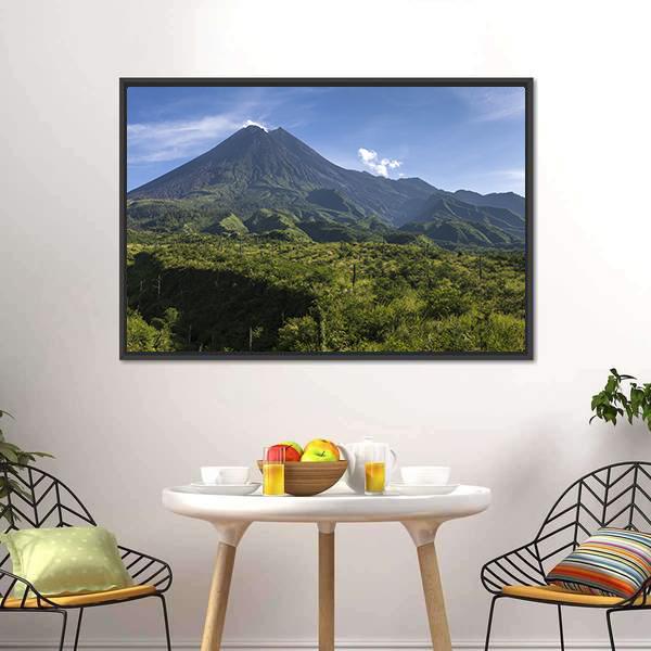 Mount Merapi In Indonesia Canvas Wall Art-3 Horizontal-Gallery Wrap-25" x 16"-Tiaracle