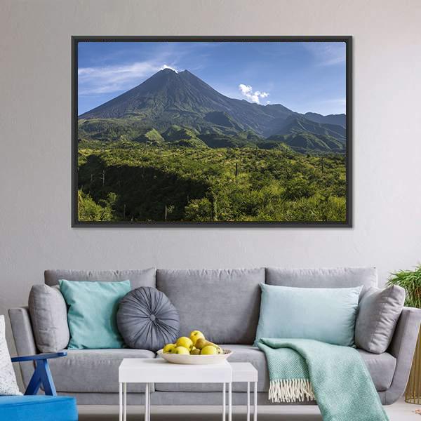 Mount Merapi In Indonesia Canvas Wall Art-3 Horizontal-Gallery Wrap-25" x 16"-Tiaracle