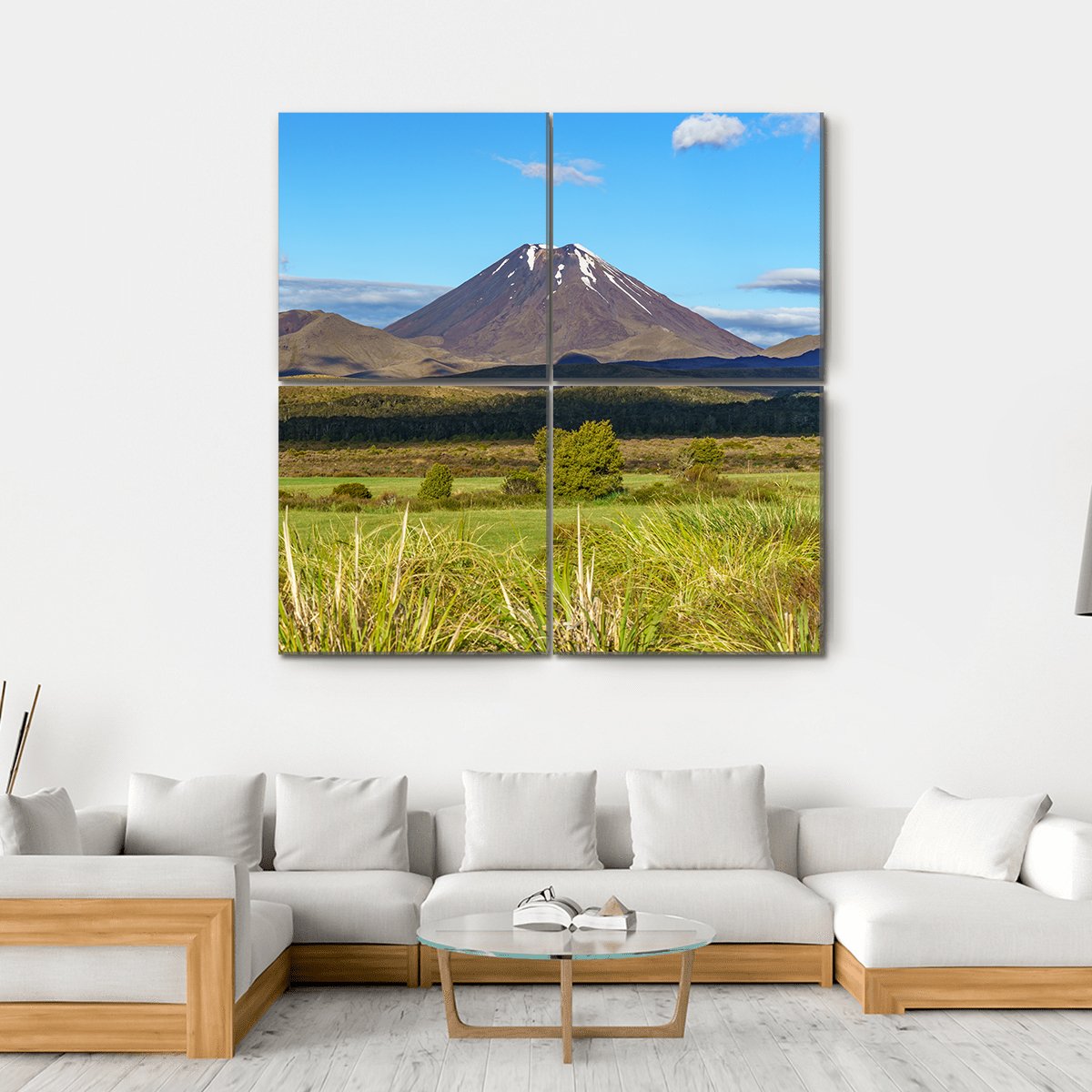 Mount Ngauruhoe Tongariro Canvas Wall Art-4 Square-Gallery Wrap-17" x 17"-Tiaracle