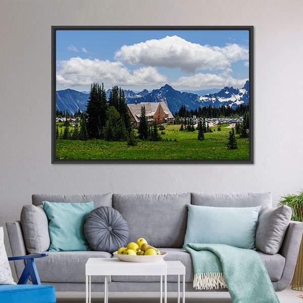 Mount Rainier In Summer Canvas Wall Art-3 Horizontal-Gallery Wrap-25" x 16"-Tiaracle