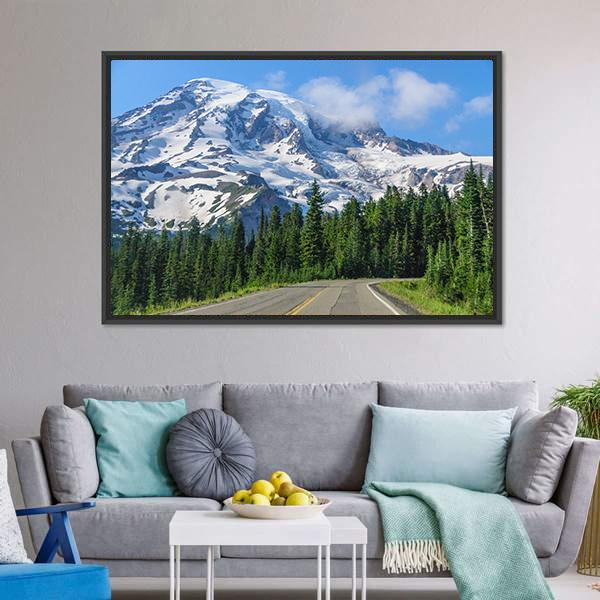 Mount Rainier Road Canvas Wall Art-3 Horizontal-Gallery Wrap-25" x 16"-Tiaracle