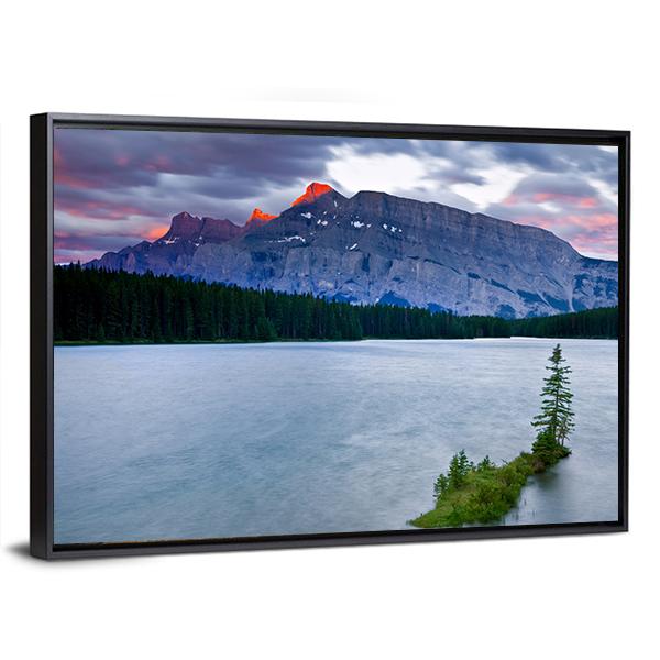 Mount Rundle &amp; Lake Canvas Wall Art-3 Horizontal-Gallery Wrap-25" x 16"-Tiaracle
