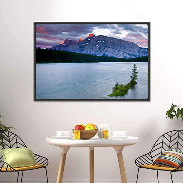 Mount Rundle & Lake Canvas Wall Art-3 Horizontal-Gallery Wrap-25" x 16"-Tiaracle