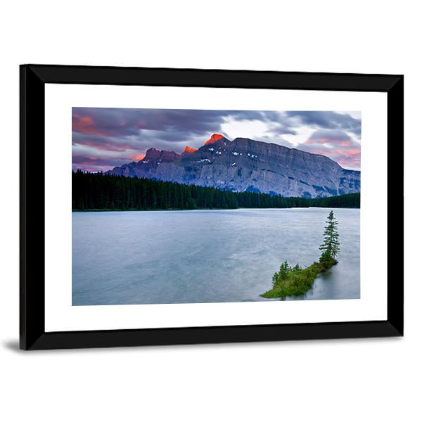 Mount Rundle &amp; Lake Canvas Wall Art-3 Horizontal-Gallery Wrap-25" x 16"-Tiaracle