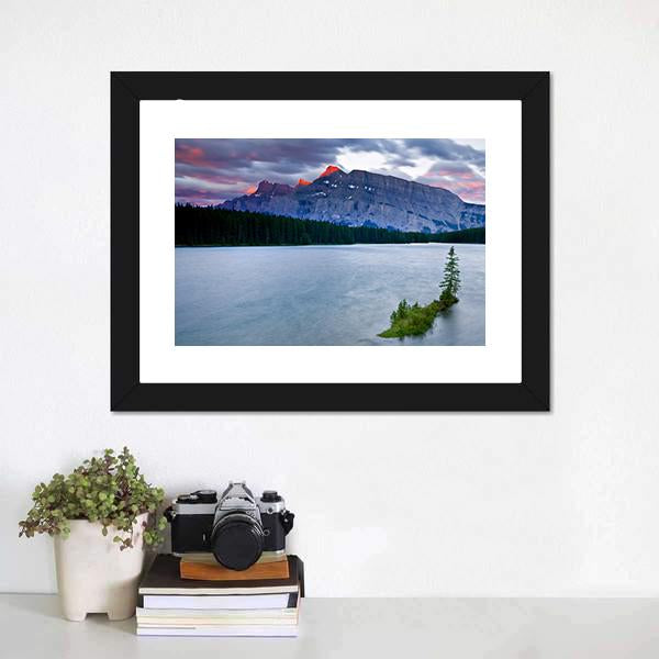 Mount Rundle &amp; Lake Canvas Wall Art-3 Horizontal-Gallery Wrap-25" x 16"-Tiaracle